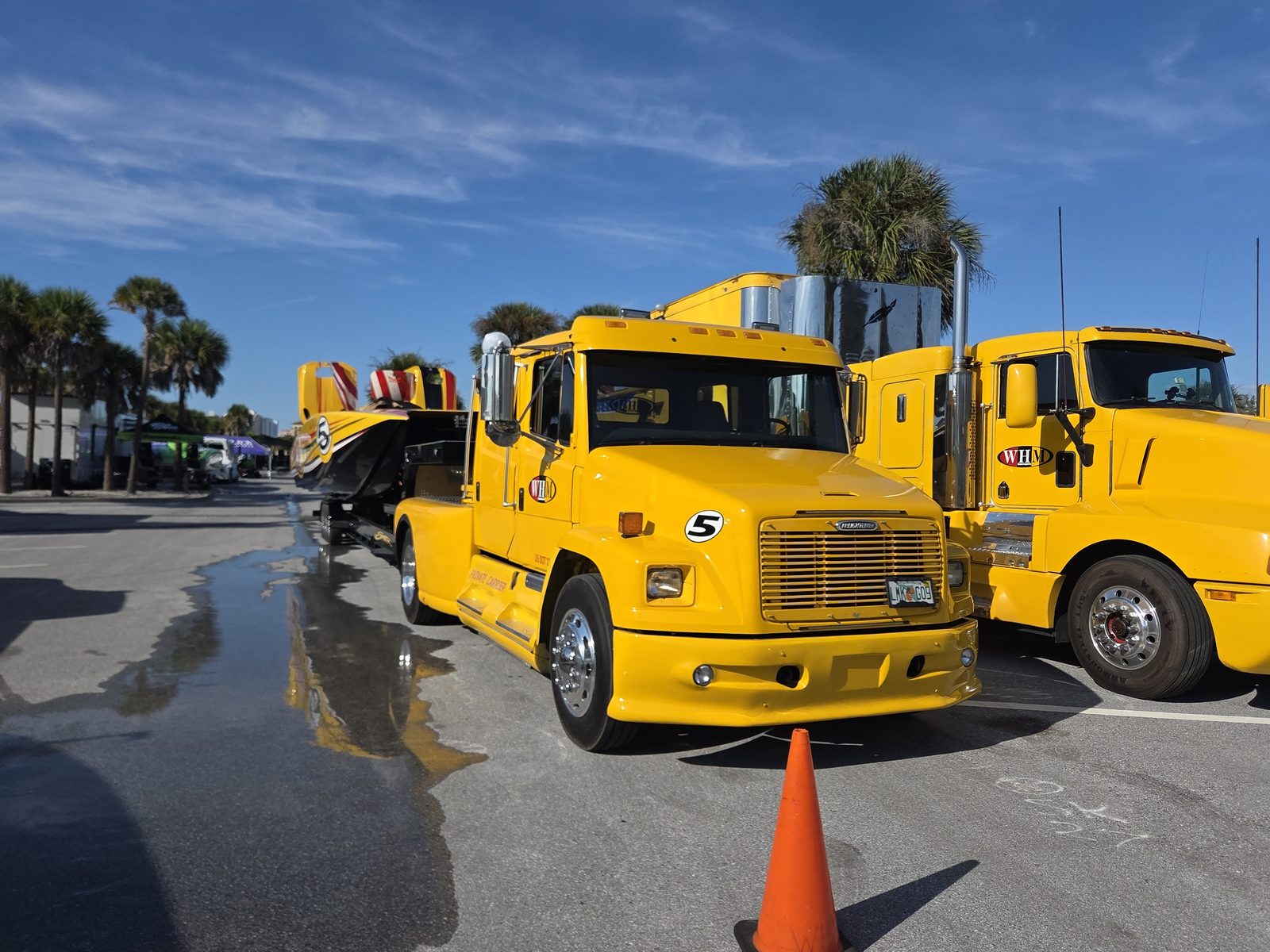 Team haulers lined up in the Sand Key Park dry pits