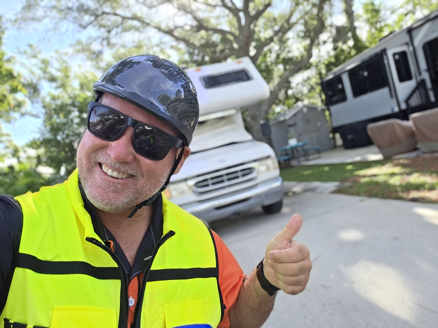 Morning selfie at the campground before Sunday racing at the 2026 Clearwater Offshore Nationals