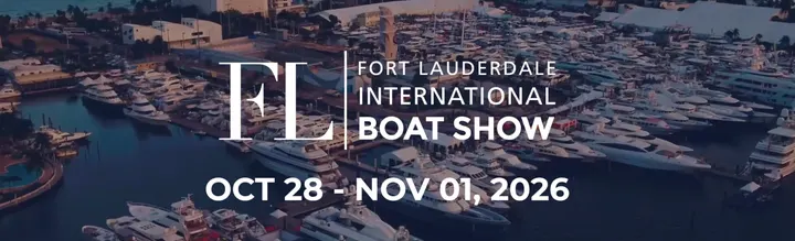 Fort Lauderdale International Boat Show October 28 to November 1, 2026 banner over the show marinas