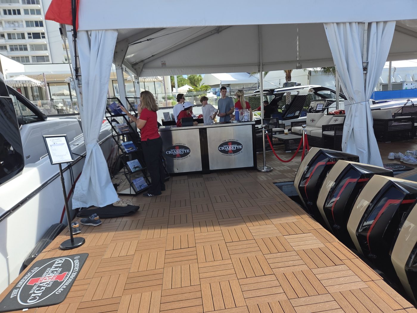 Cigarette Racing booth on the dock at FLIBS 2026