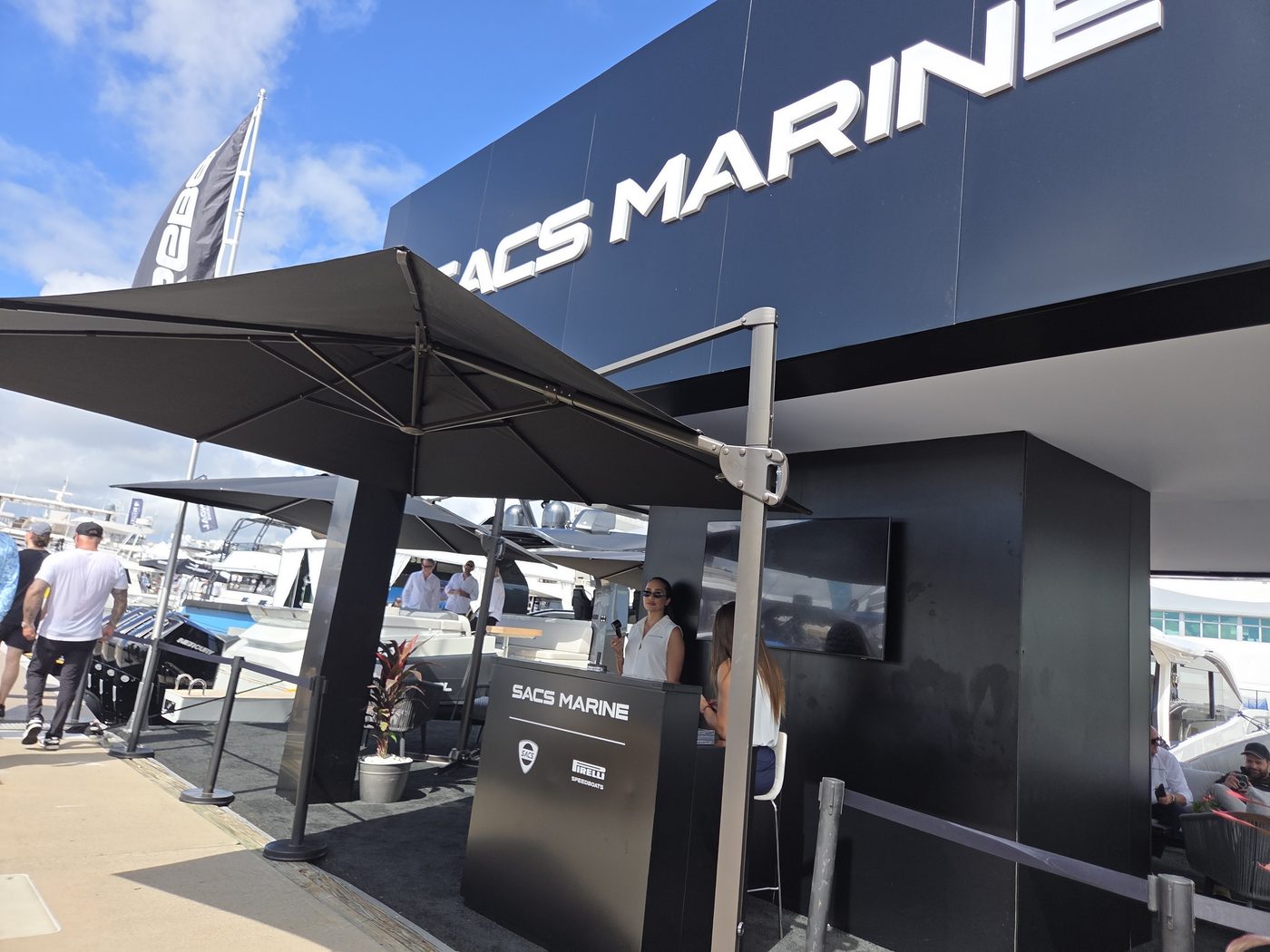 SACS Marine pavilion on the dock at FLIBS 2026