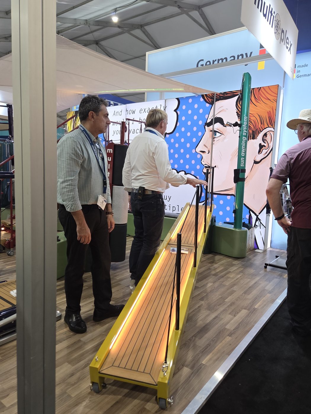 Multiplex gangway on display in the exhibit tent