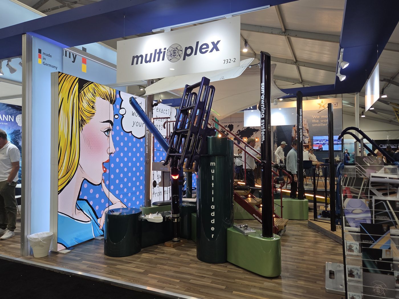 Multiplex booth wide view with pop-art backdrop