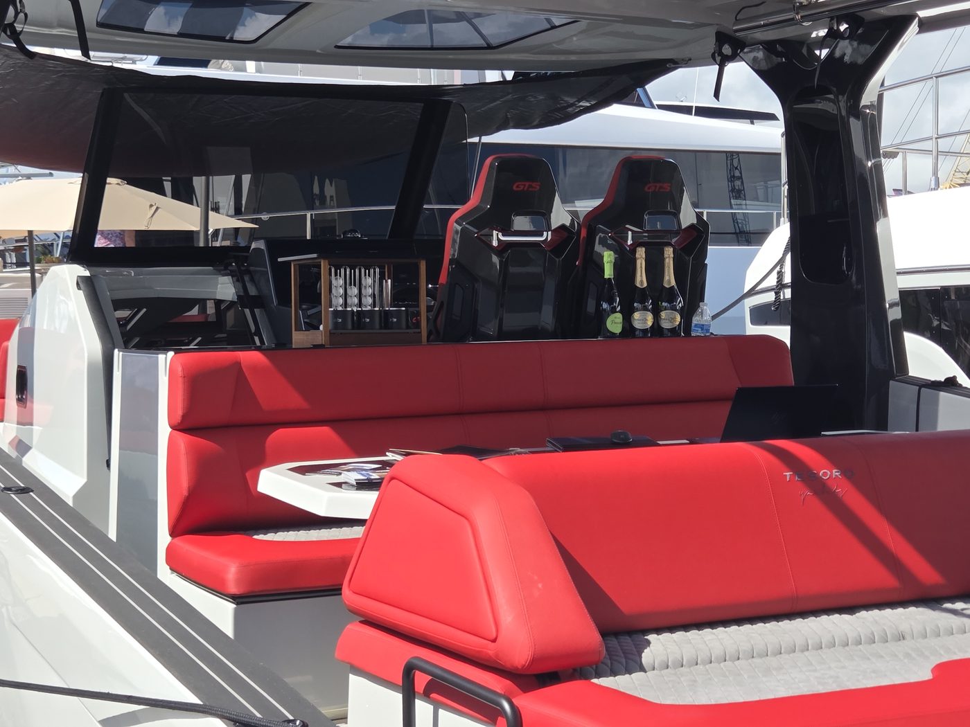Red cockpit seating under a hardtop at FLIBS 2026