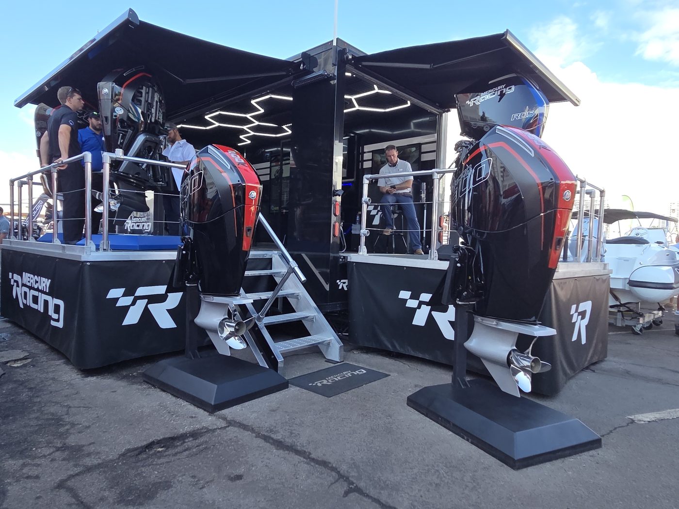 Mercury Racing display stage with outboards at FLIBS 2026