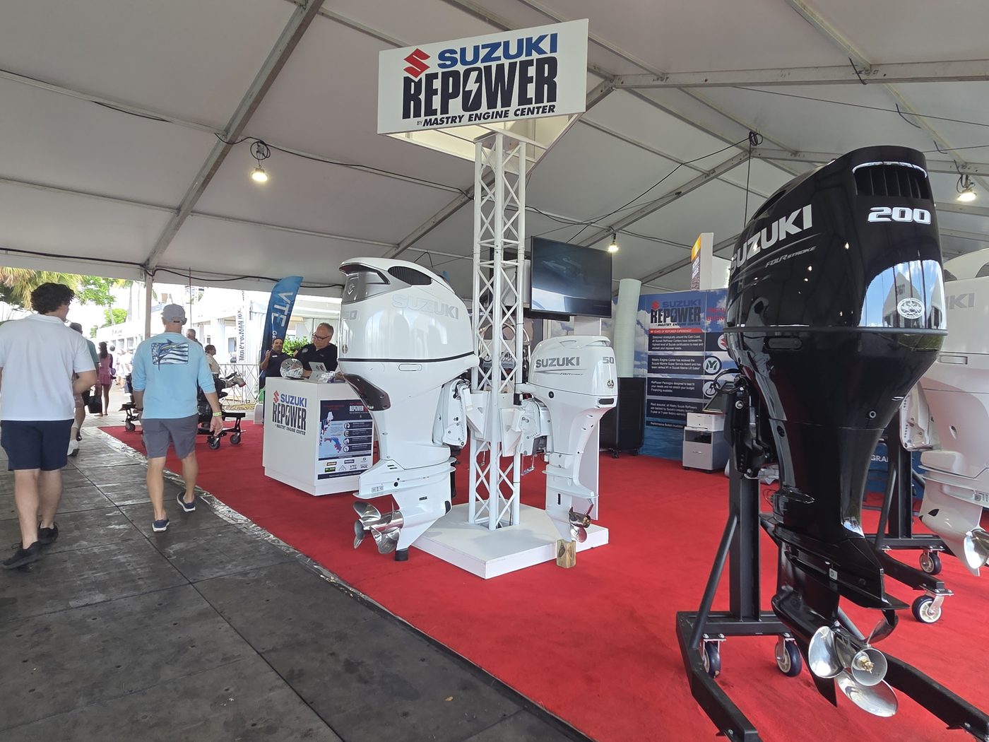 Suzuki Repower booth with outboards at FLIBS 2026