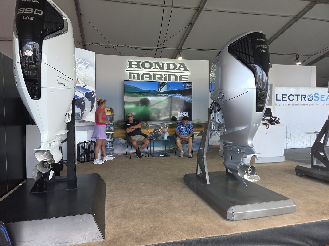 Honda Marine booth with large outboards at FLIBS 2026