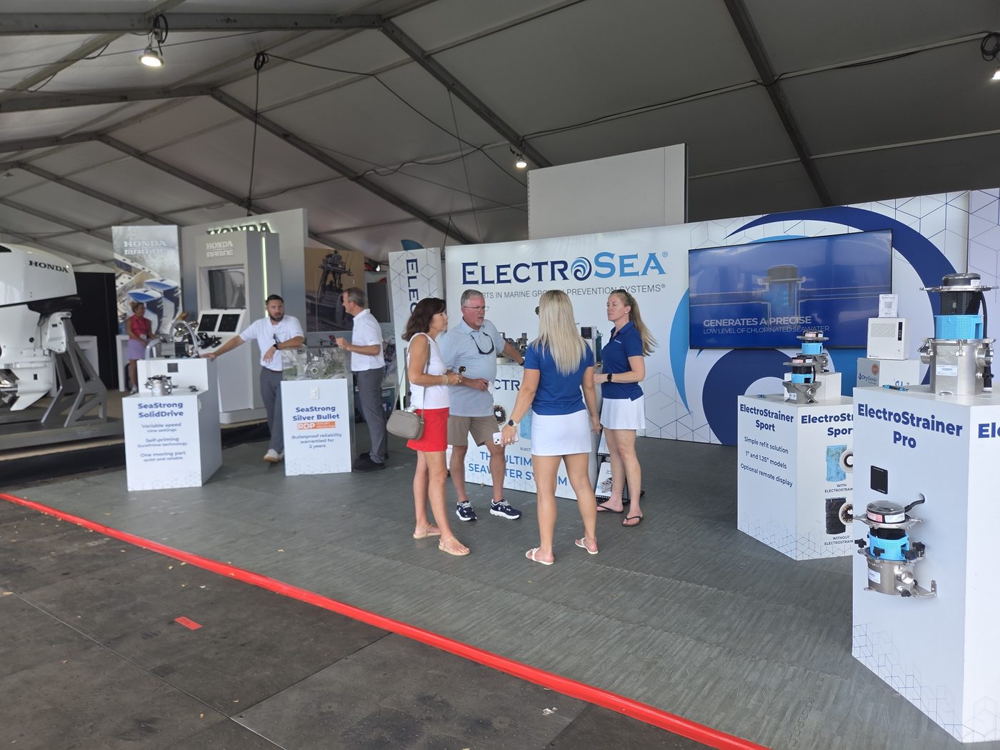 ElectroSea booth in the exhibit tent at FLIBS 2026