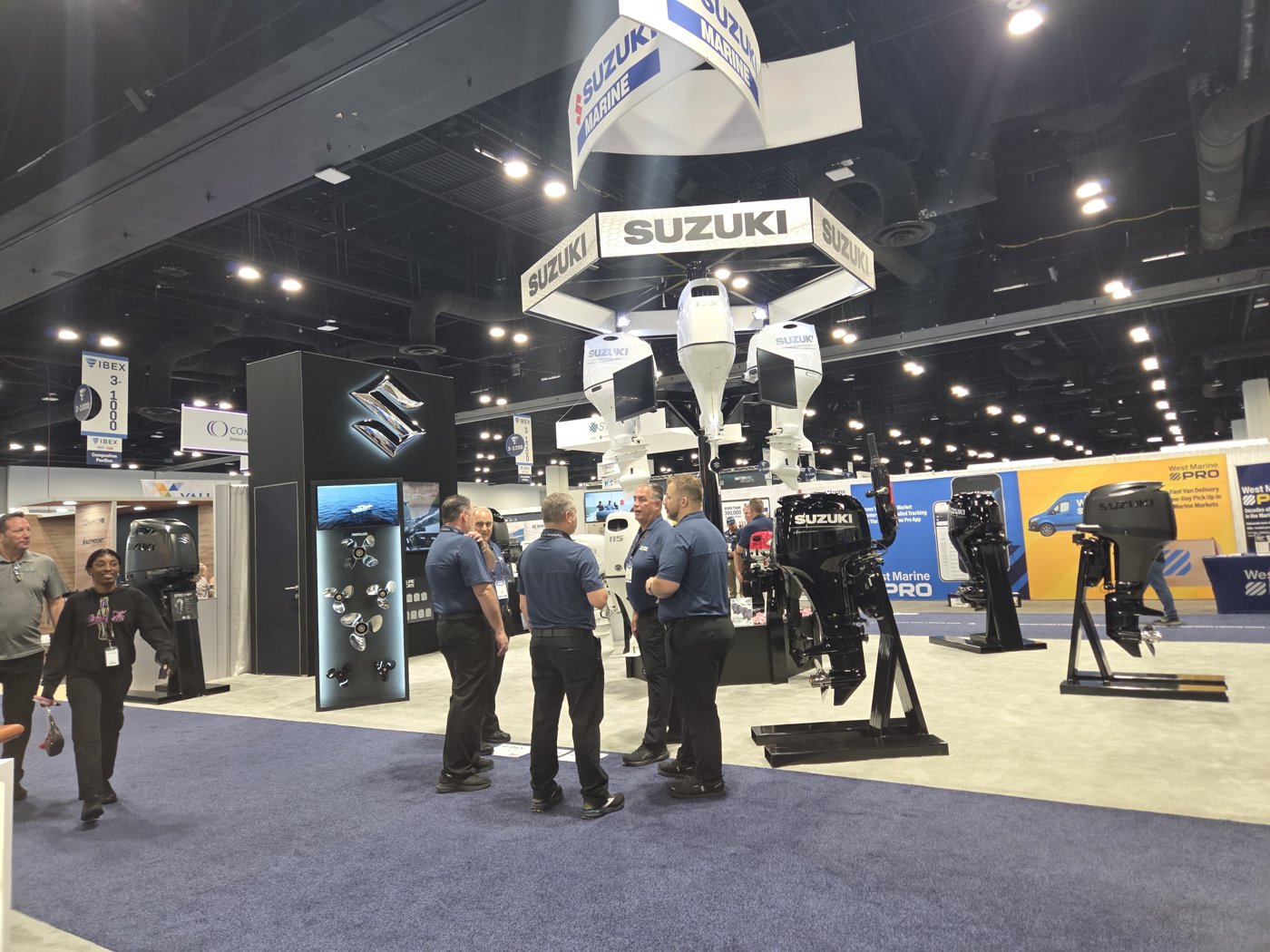 Suzuki Marine booth with outboard motors at IBEX 2026