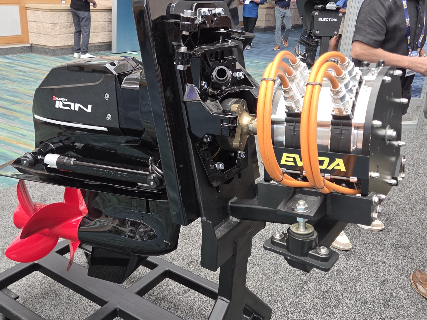 Close-up of the Ilmor ION electric drive with EVOA motor