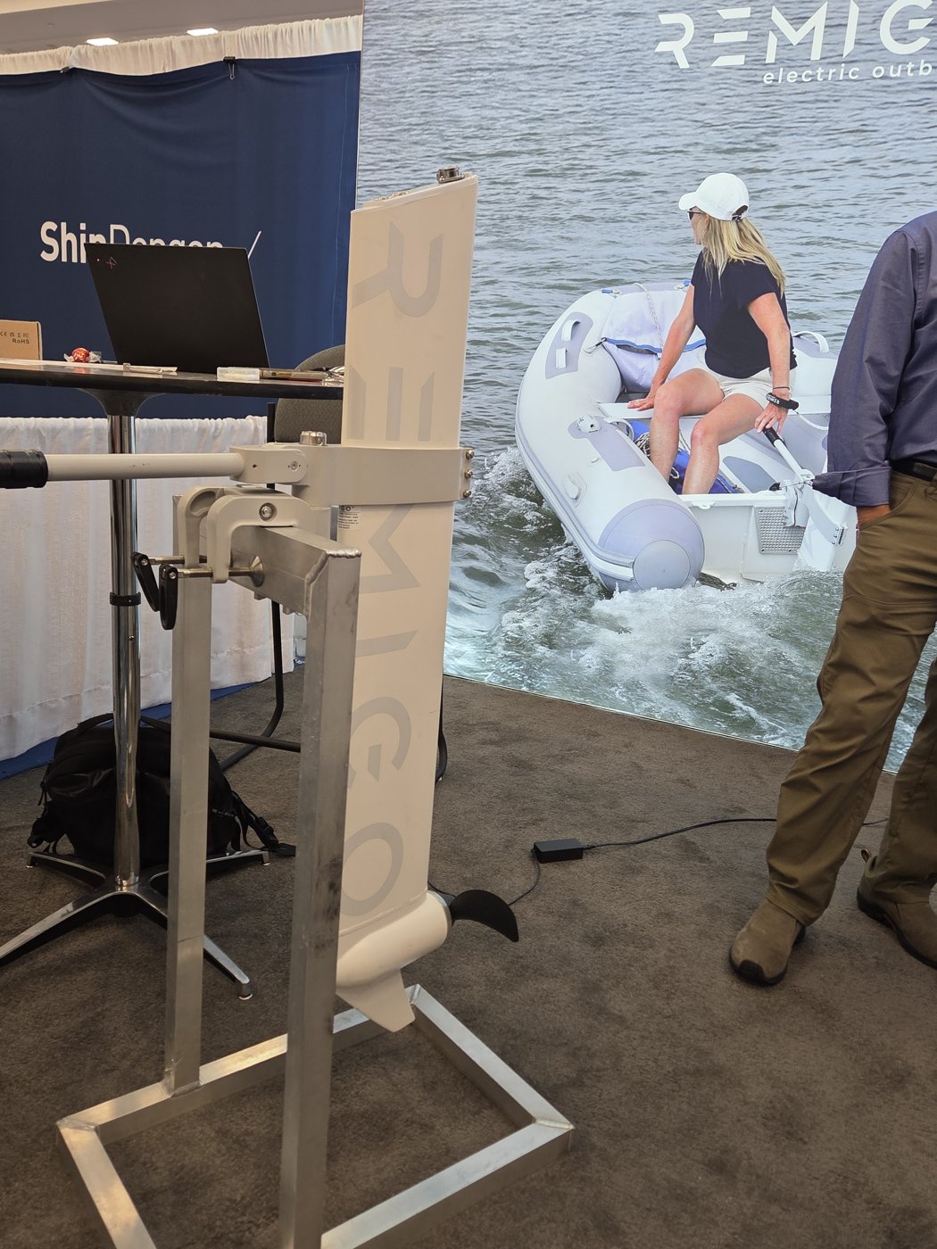 Remigo electric outboard motor on display