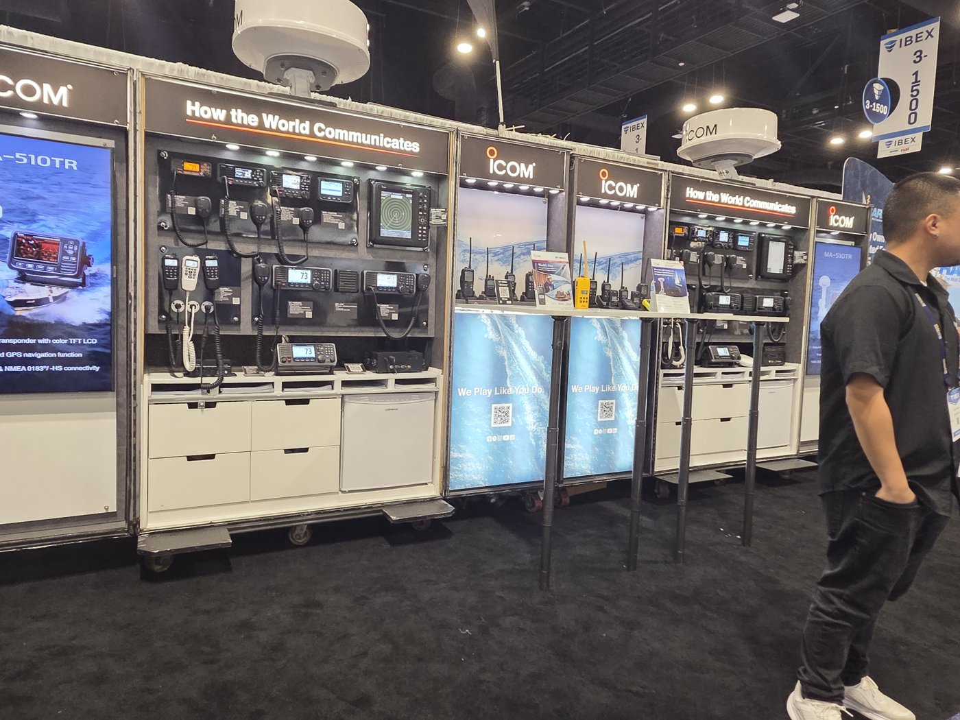 ICOM booth 3-1500 with VHF radios and the MA-510TR AIS transponder