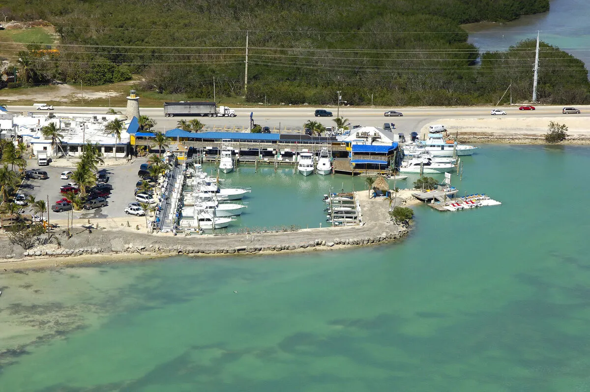 Boats anchored at Whale Harbor in Islamorada Florida