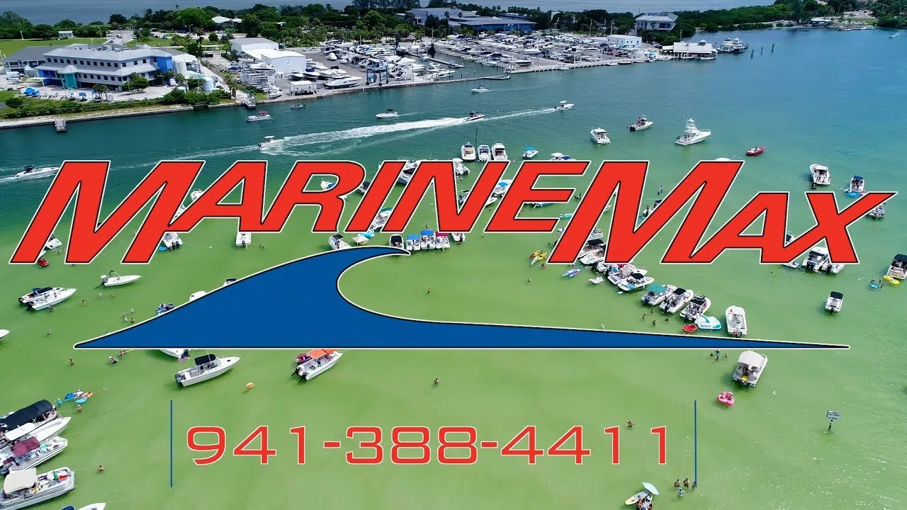 Aerial view of New Pass Sandbar between Lido Key and Longboat Key in Sarasota Florida