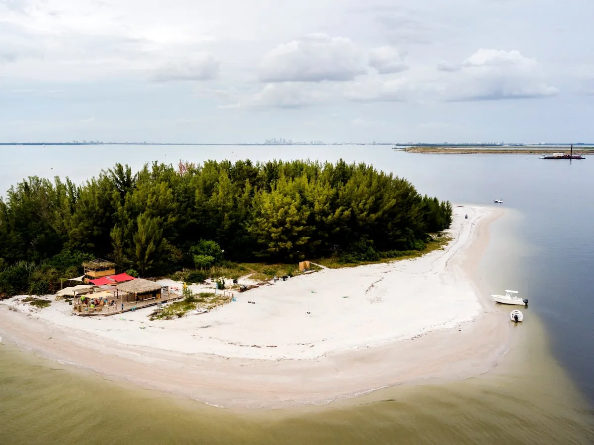 Boats rafted up at Beer Can Island in Tampa Bay Florida