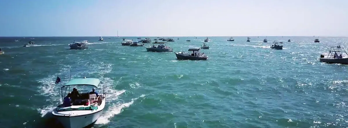 Boats at Boca Grande Pass in Charlotte Harbor Florida