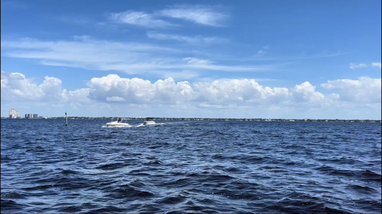 Boats on the Caloosahatchee River near Cape Coral Florida