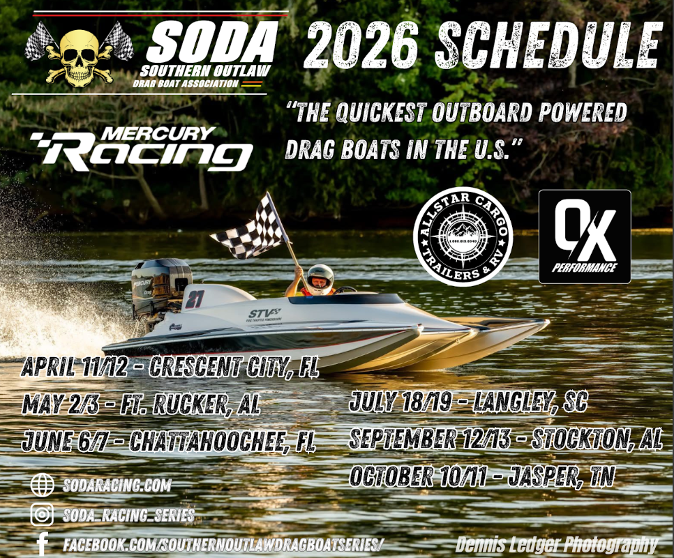 SODA Racing Series Jasper — Southern Outlaw Drag Boat Association, Jasper, TN 2026