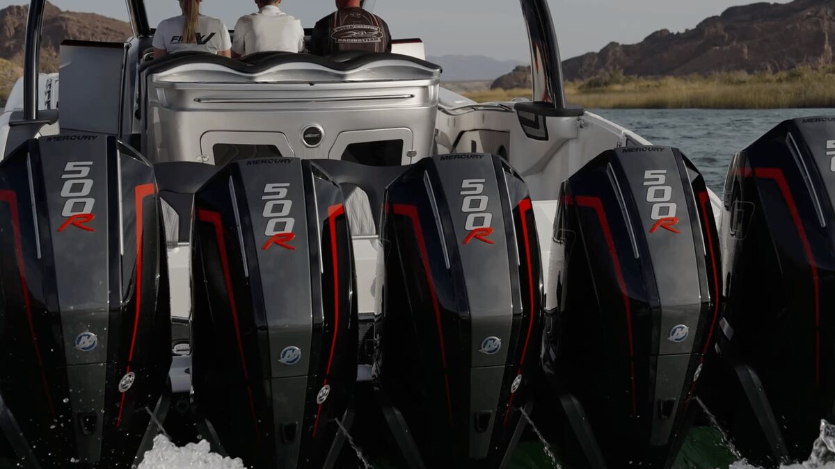 High-performance quad outboard setup on a center console